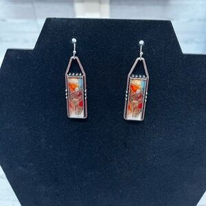 Artistic Red and Orange Dangle Earrings